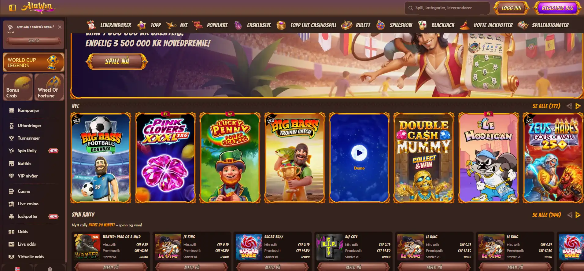 Alawin Casino Screen