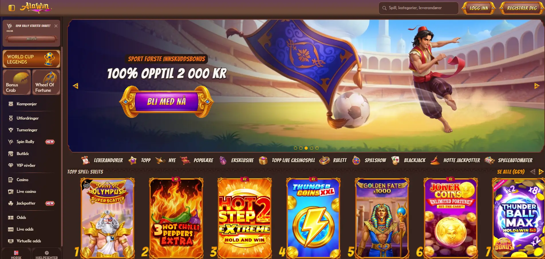 Alawin Casino Screen