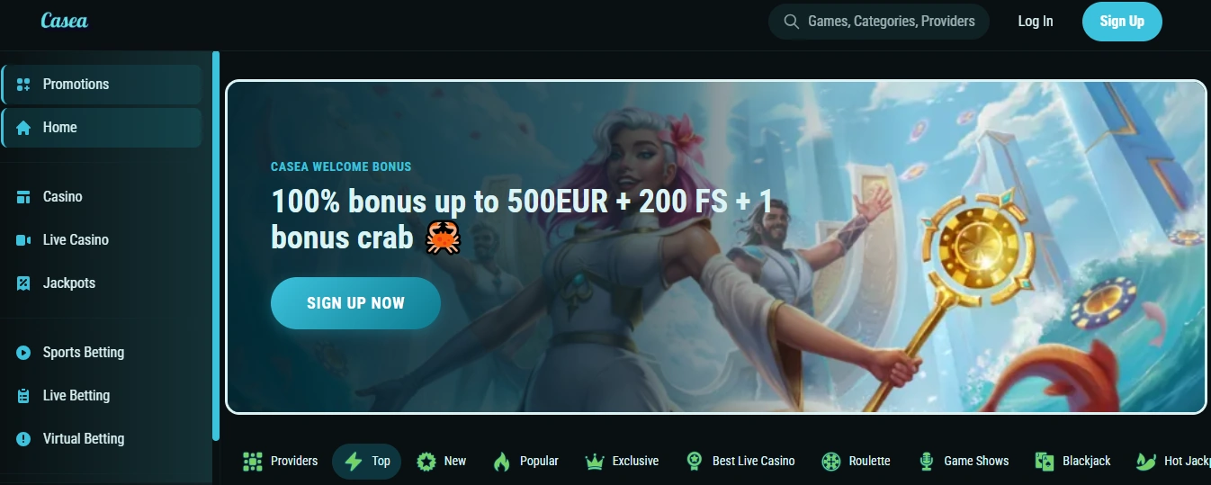 Casea Casino Screen
