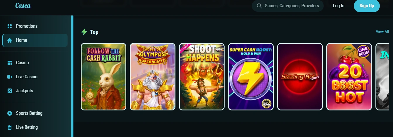 Casea Casino Screen