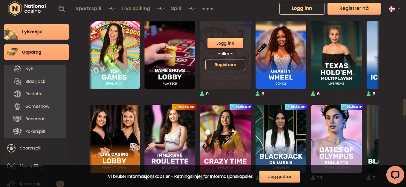 National Casino Screen