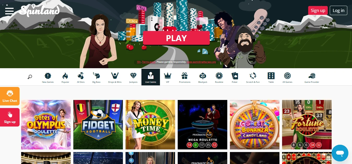 Spinlander Casino Screen