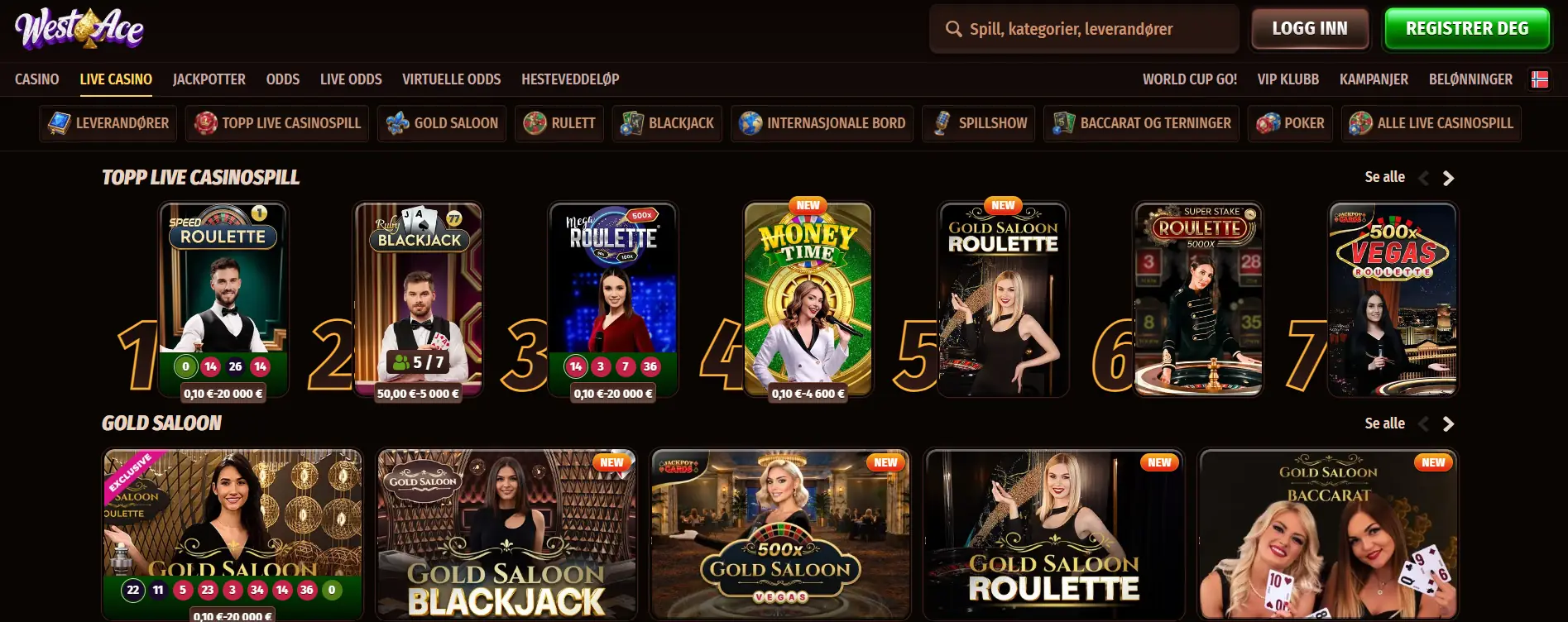 Westace Casino Screen