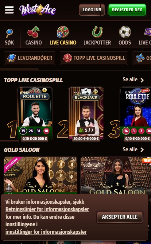 Westace Casino Screen