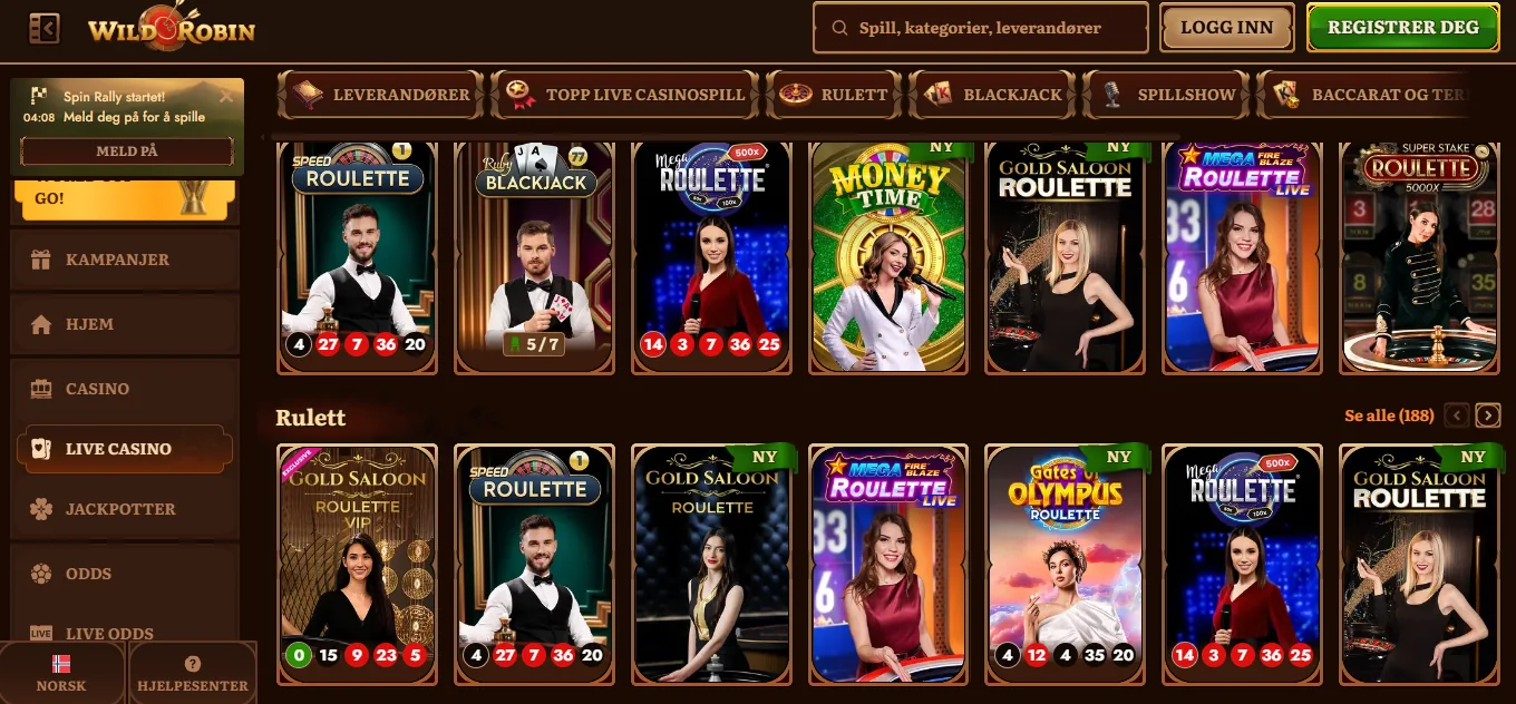 WildRobin Casino Screen